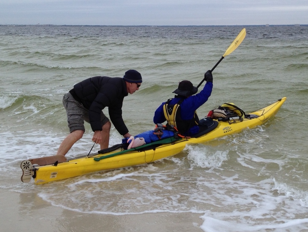 Dad pushing me in the water